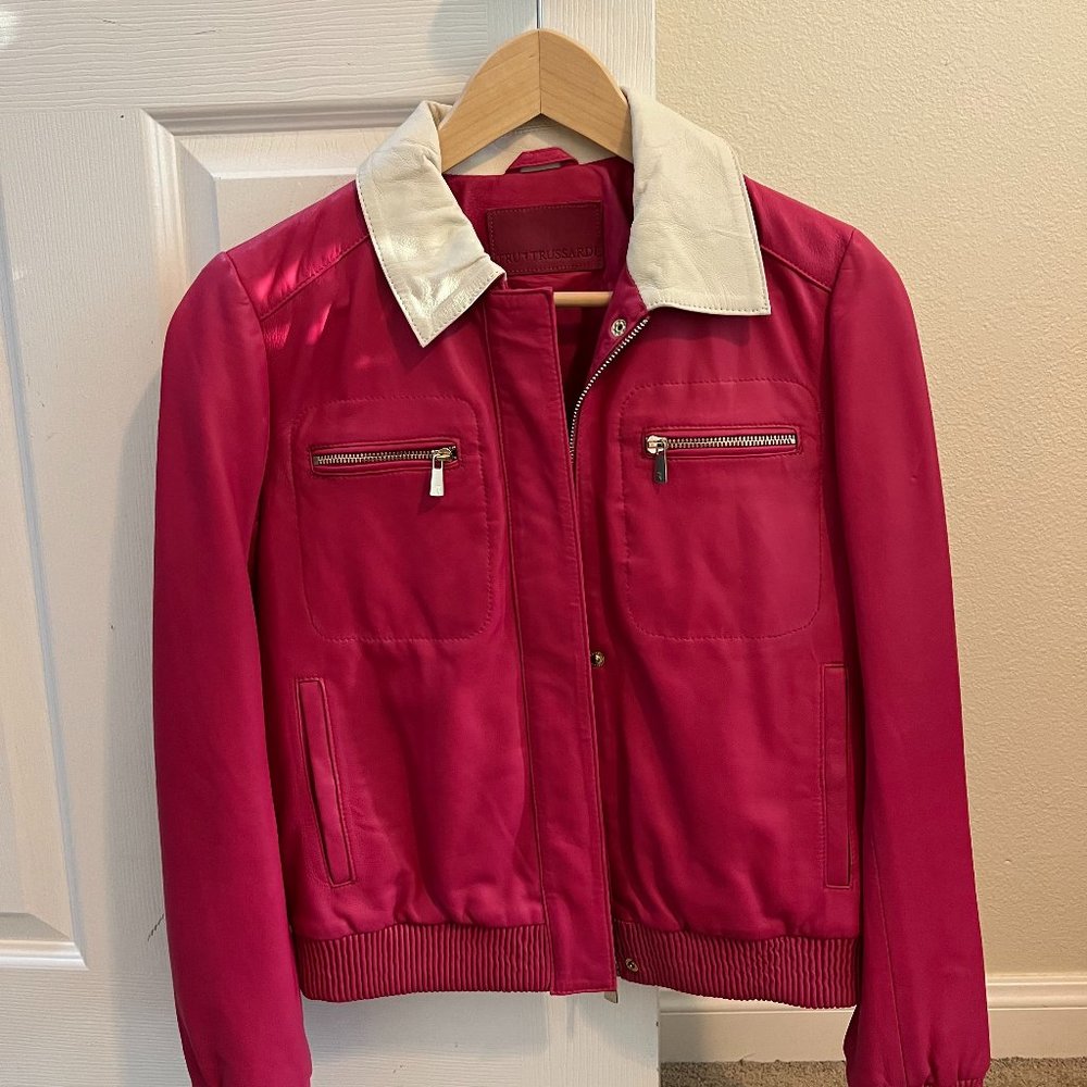 Trussardi Hot Pink Leather Jacket - Size 38